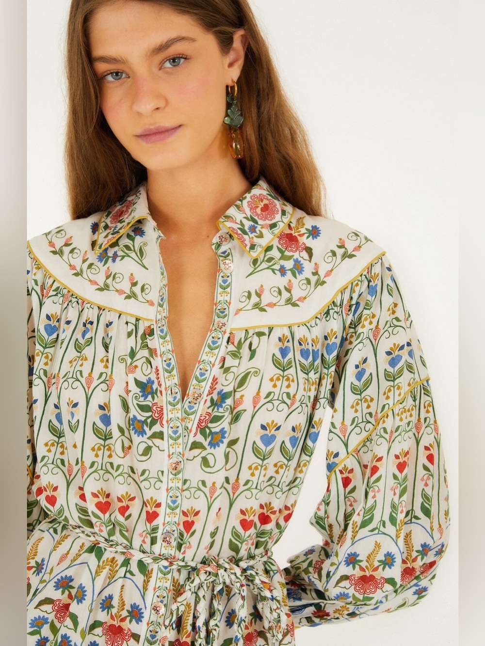‼️NEW Farm Rio Off-White Stitched Garden Floral Mini Dress - Picture 3 of 10